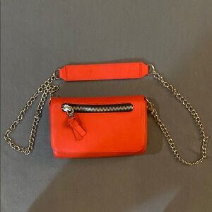 Express Red Crossbody Bag with Chain Strap